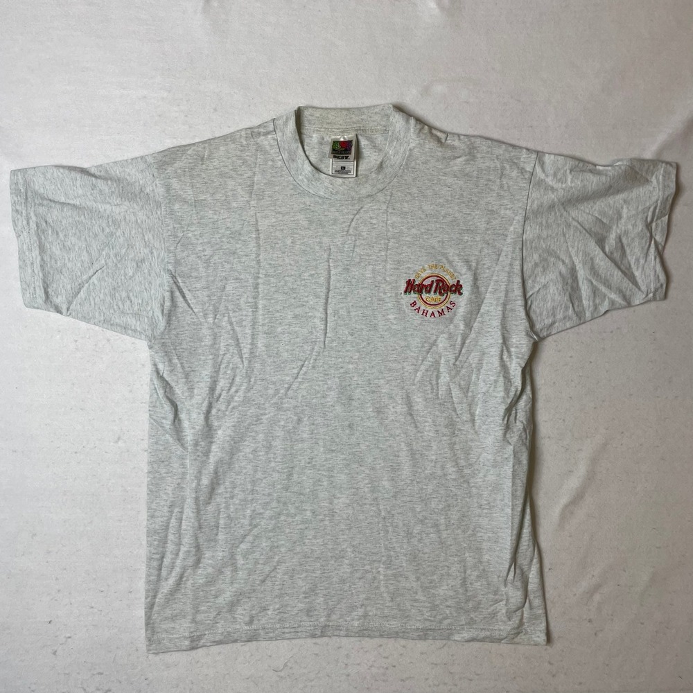 Vintage Hard Rock Cafe Bahamas T-Shirt Fruit of the Loom Gray‎ Large Save Planet